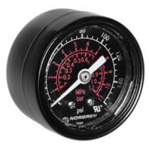 5PG-406-000 Gauge, 1/8" NPT thread, 0 to 30 psi range, center back connection, panel mount