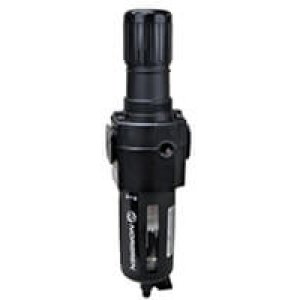 B73G-4GK-QP3-RMN Excelon B73G Series, filter/regulator, 1/2" ISO G ports, relieving, 40 µm, manual drain, transparent bowl with guard, without gauge