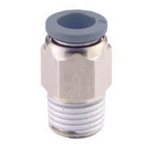 C24250210 Straight adapter(internal and external hex), 7/16" external hex, 10/32 UNF thread, 5/32" tube O/D port