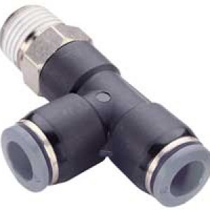 C24680528 Swivel side tee adapter, 5/16" tube O/D, 1/4" NPT thread