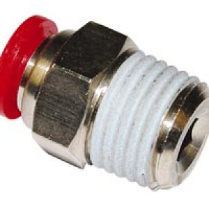C01250418 Straight adaptor, 3mm internal hex, 10mm external hex, 4mm tube O/D, 1/8" ISO R thread