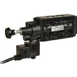 K910019 Nugget 200 Series 12Vdc connector up 5/2 w/ extended manual overide solenoid actuated/spring return 3/8" NPT ported valve